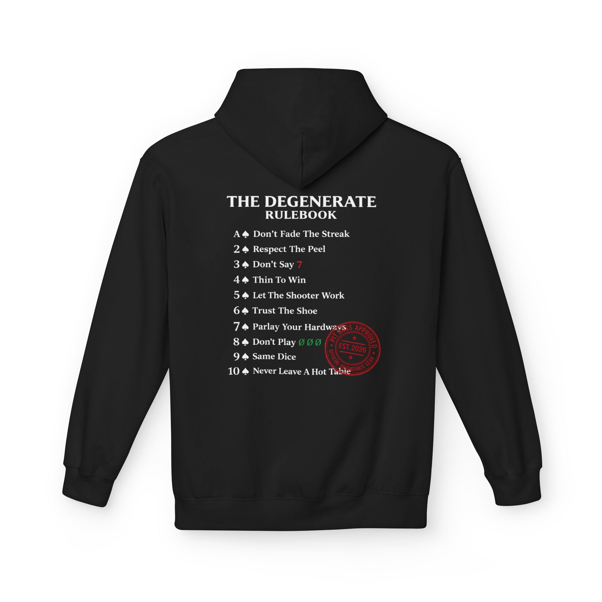 The Degenerate Rulebook – Unofficial Gambler Rules Shirt | Pit Boss Approved Casino Apparel