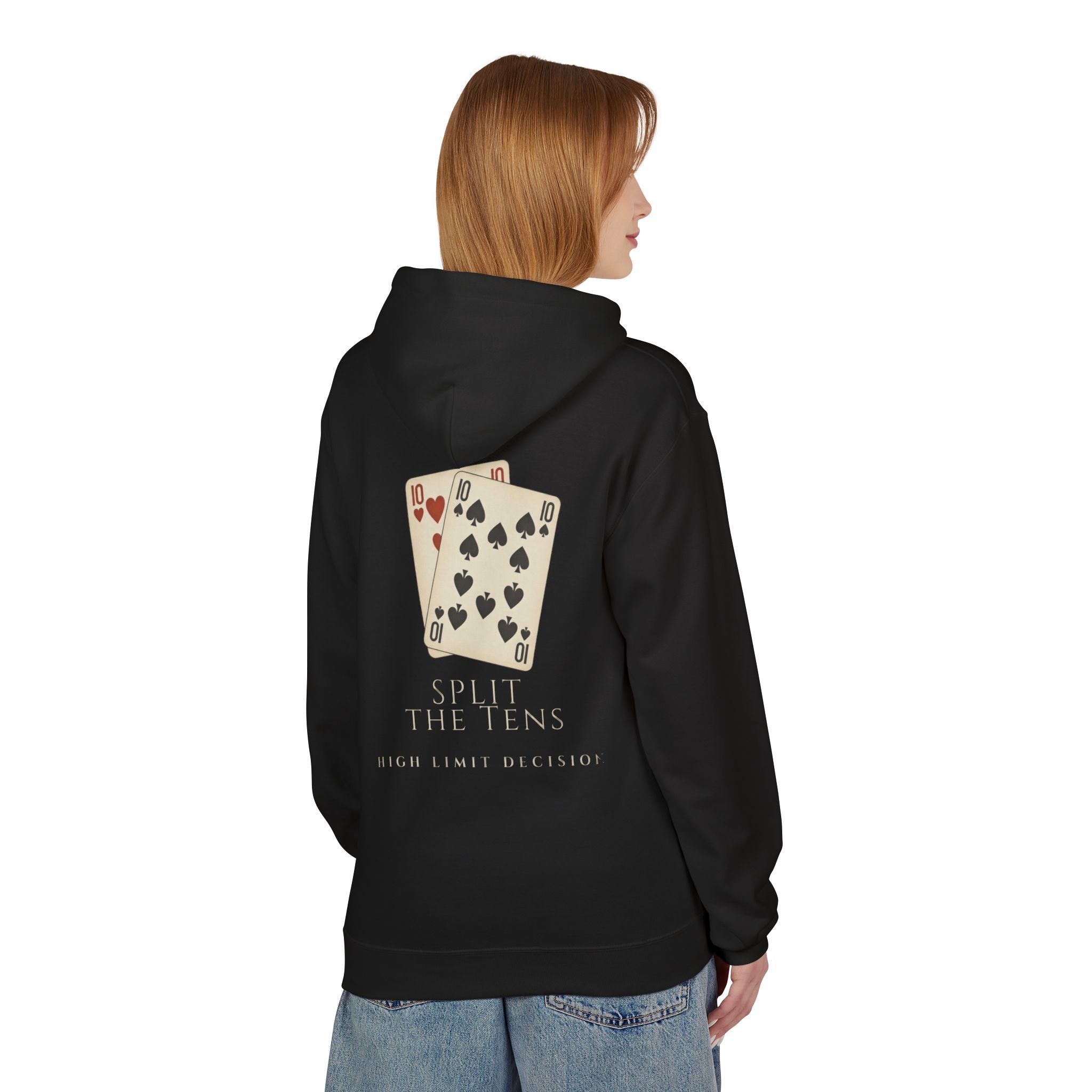 Playing Cards Hoodie – Vintage Ten of Hearts & Spades Graphic Pullover